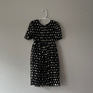 Pippa & Julie- Girl’s Black and Gold Polka Dot Dress, Size 6